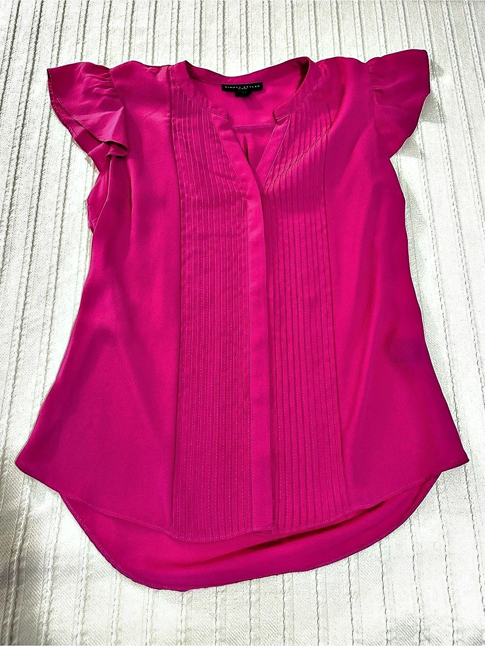 Simply Styled Magenta Pink Flutter Sleeve Blouse